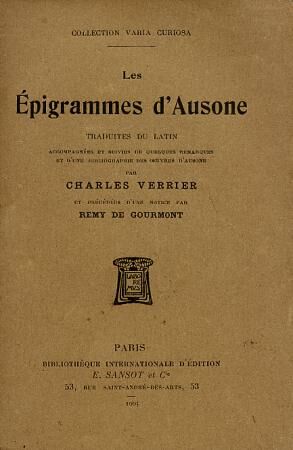Les Epigrammes d'Ausone, trouvé à la librairie Les Mots et les Choses, mars 2002..